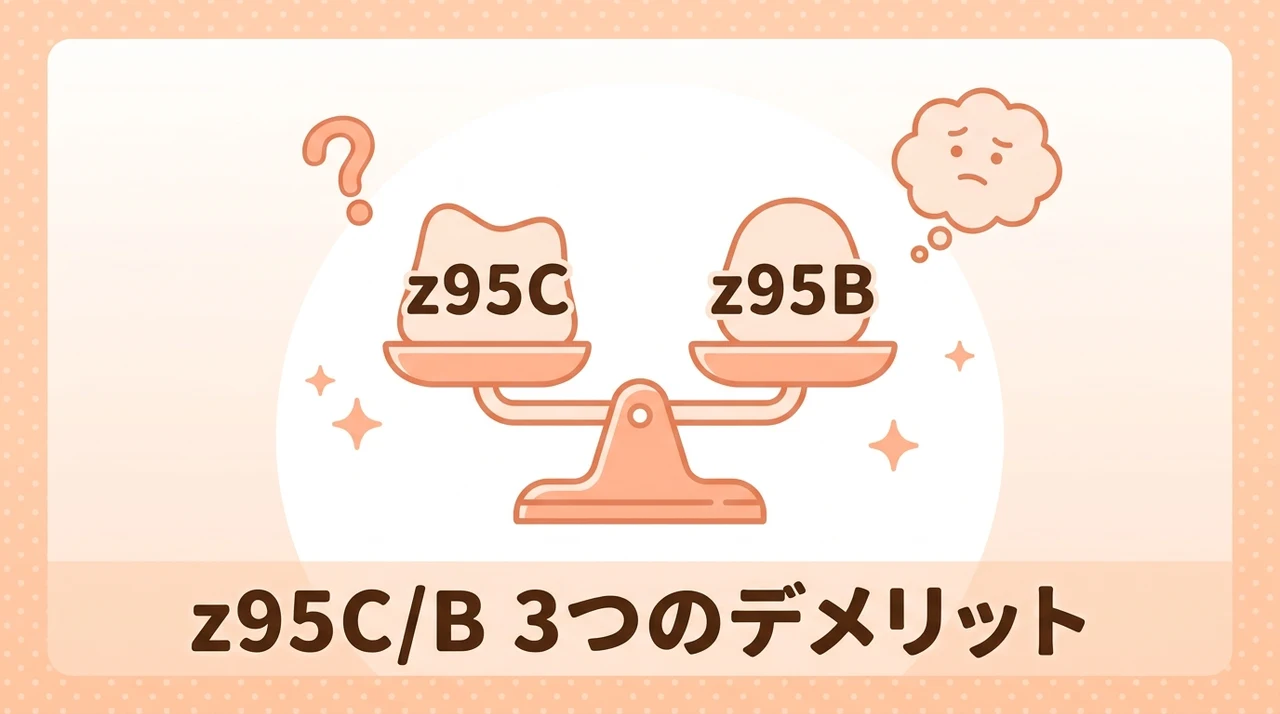後悔しないためのz95cとz95bのデメリット3つのイメージ画像（大きな価格差・z95bの在庫減少・体感しにくい画質差）